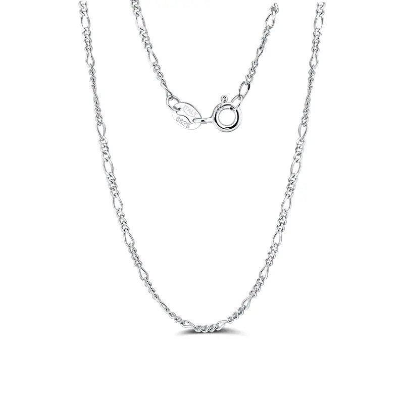 925 Sterling Silver Diamond Cut 2.7mm Figaro Link Chain